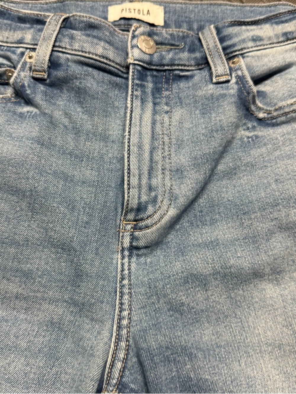 Pistola Light Wash Distressed Straight Leg Jeans Size 27 High Rise - Picture 6 of 12